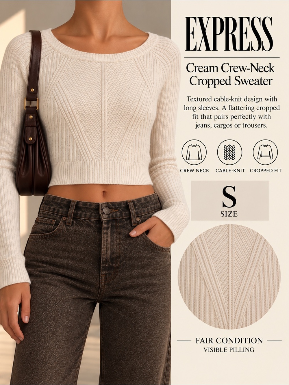 EXPRESS Cable Knit Cropped Sweater